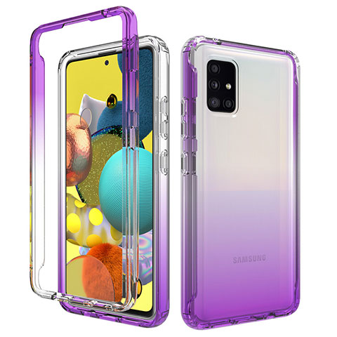 Coque Ultra Fine Transparente Souple Housse Etui 360 Degres Avant et Arriere Degrade pour Samsung Galaxy A51 4G Violet