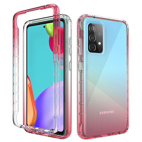 Coque Ultra Fine Transparente Souple Housse Etui 360 Degres Avant et Arriere Degrade pour Samsung Galaxy A52s 5G Rouge