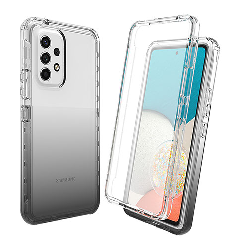 Coque Ultra Fine Transparente Souple Housse Etui 360 Degres Avant et Arriere Degrade pour Samsung Galaxy A53 5G Gris Fonce