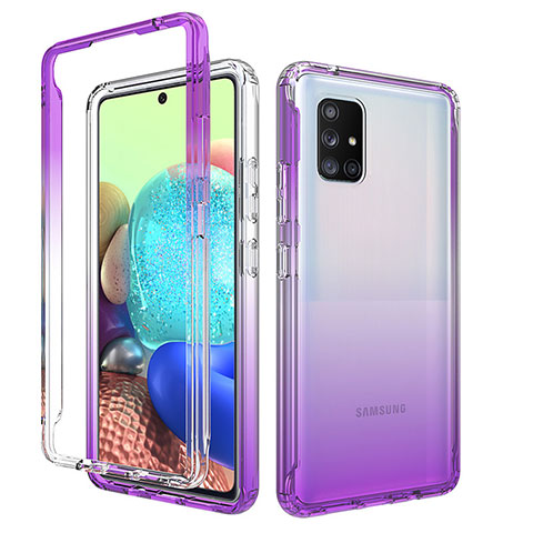 Coque Ultra Fine Transparente Souple Housse Etui 360 Degres Avant et Arriere Degrade pour Samsung Galaxy A71 4G A715 Violet