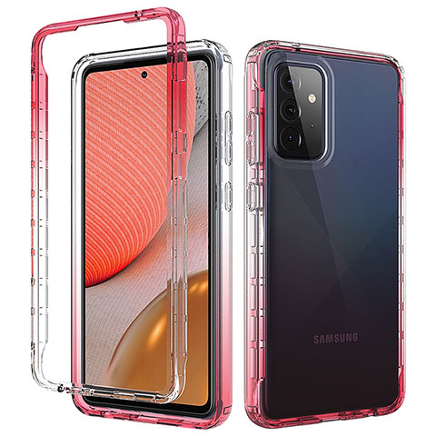 Coque Ultra Fine Transparente Souple Housse Etui 360 Degres Avant et Arriere Degrade pour Samsung Galaxy A72 4G Rouge