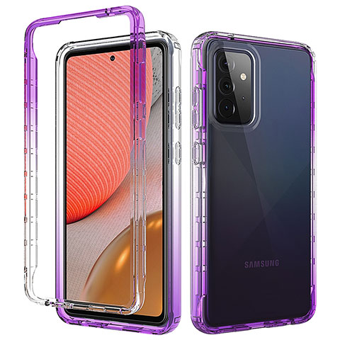 Coque Ultra Fine Transparente Souple Housse Etui 360 Degres Avant et Arriere Degrade pour Samsung Galaxy A72 4G Violet