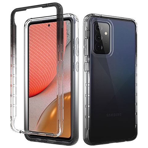 Coque Ultra Fine Transparente Souple Housse Etui 360 Degres Avant et Arriere Degrade pour Samsung Galaxy A72 5G Gris Fonce