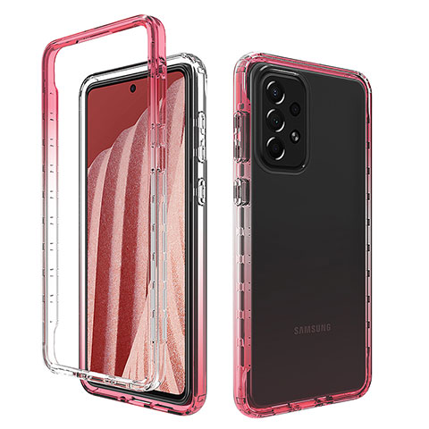 Coque Ultra Fine Transparente Souple Housse Etui 360 Degres Avant et Arriere Degrade pour Samsung Galaxy A73 5G Rouge