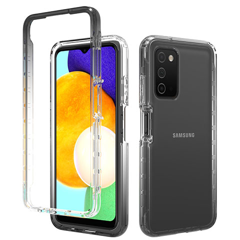 Coque Ultra Fine Transparente Souple Housse Etui 360 Degres Avant et Arriere Degrade pour Samsung Galaxy M02s Gris Fonce