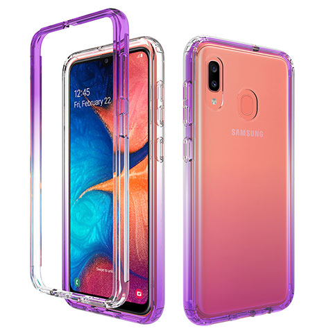 Coque Ultra Fine Transparente Souple Housse Etui 360 Degres Avant et Arriere Degrade pour Samsung Galaxy M10S Violet