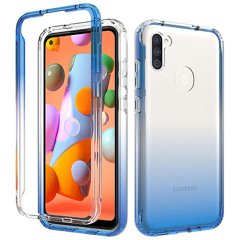 Coque Ultra Fine Transparente Souple Housse Etui 360 Degres Avant et Arriere Degrade pour Samsung Galaxy M11 Bleu