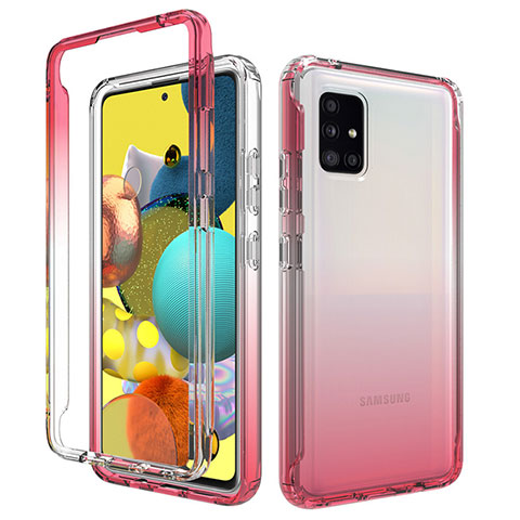 Coque Ultra Fine Transparente Souple Housse Etui 360 Degres Avant et Arriere Degrade pour Samsung Galaxy M40S Rouge