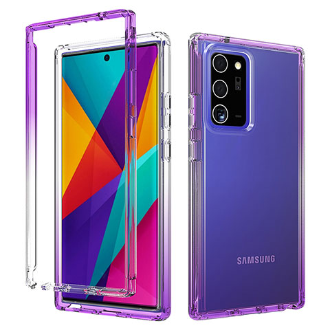 Coque Ultra Fine Transparente Souple Housse Etui 360 Degres Avant et Arriere Degrade pour Samsung Galaxy Note 20 Ultra 5G Violet