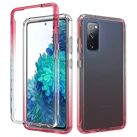 Coque Ultra Fine Transparente Souple Housse Etui 360 Degres Avant et Arriere Degrade pour Samsung Galaxy S20 Lite 5G Rouge