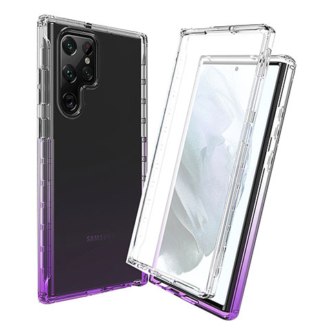 Coque Ultra Fine Transparente Souple Housse Etui 360 Degres Avant et Arriere Degrade pour Samsung Galaxy S21 Ultra 5G Violet