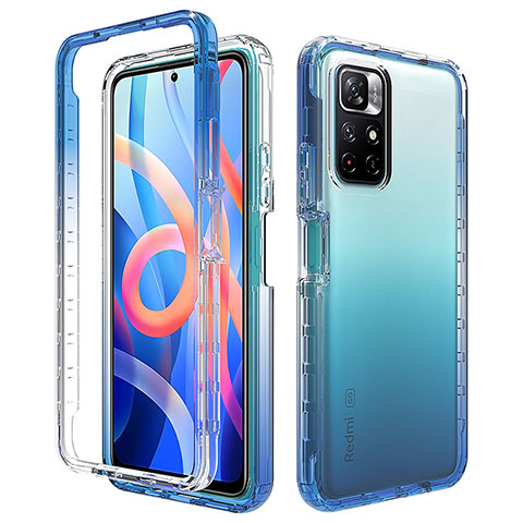 Coque Ultra Fine Transparente Souple Housse Etui 360 Degres Avant et Arriere Degrade pour Xiaomi Poco M4 Pro 5G Bleu