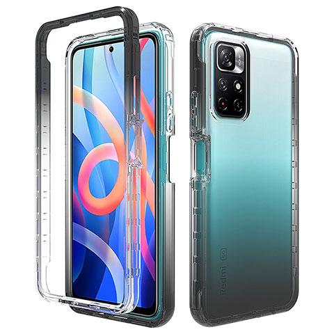 Coque Ultra Fine Transparente Souple Housse Etui 360 Degres Avant et Arriere Degrade pour Xiaomi Poco M4 Pro 5G Gris Fonce