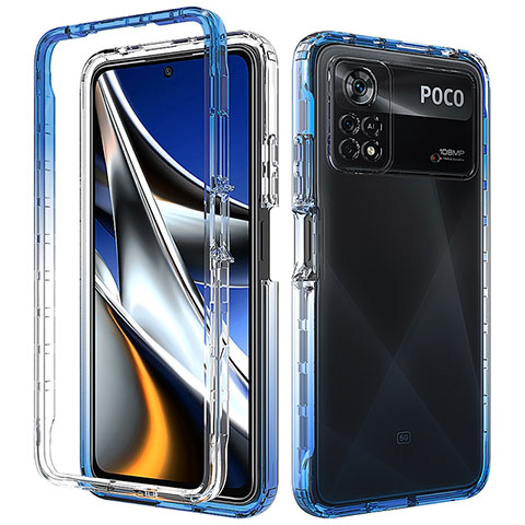 Coque Ultra Fine Transparente Souple Housse Etui 360 Degres Avant et Arriere Degrade pour Xiaomi Poco X4 Pro 5G Bleu