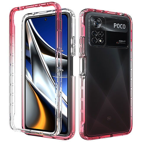 Coque Ultra Fine Transparente Souple Housse Etui 360 Degres Avant et Arriere Degrade pour Xiaomi Poco X4 Pro 5G Rouge