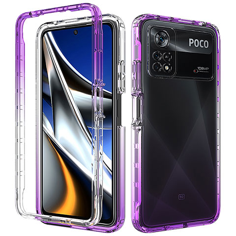 Coque Ultra Fine Transparente Souple Housse Etui 360 Degres Avant et Arriere Degrade pour Xiaomi Poco X4 Pro 5G Violet