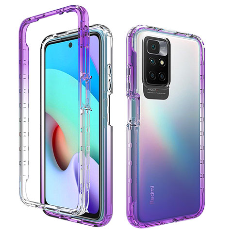 Coque Ultra Fine Transparente Souple Housse Etui 360 Degres Avant et Arriere Degrade pour Xiaomi Redmi 10 4G Violet