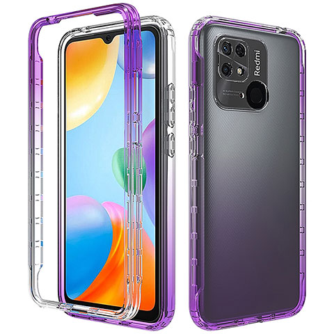 Coque Ultra Fine Transparente Souple Housse Etui 360 Degres Avant et Arriere Degrade pour Xiaomi Redmi 10 India Violet