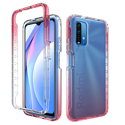 Coque Ultra Fine Transparente Souple Housse Etui 360 Degres Avant et Arriere Degrade pour Xiaomi Redmi 9 Power Rouge