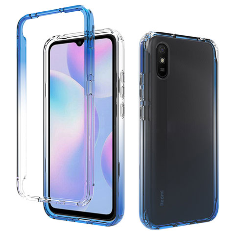 Coque Ultra Fine Transparente Souple Housse Etui 360 Degres Avant et Arriere Degrade pour Xiaomi Redmi 9A Bleu