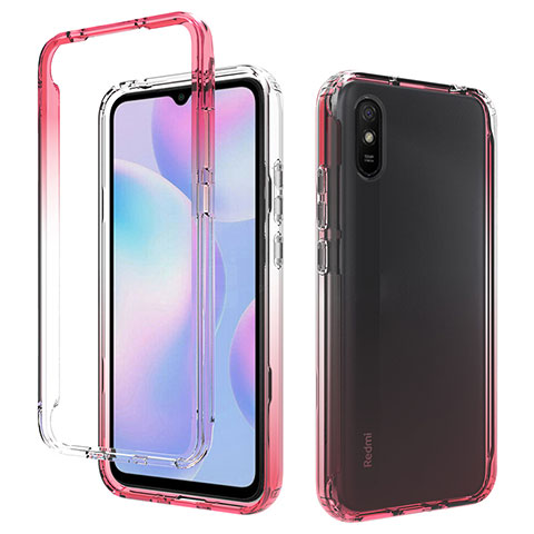 Coque Ultra Fine Transparente Souple Housse Etui 360 Degres Avant et Arriere Degrade pour Xiaomi Redmi 9AT Rouge