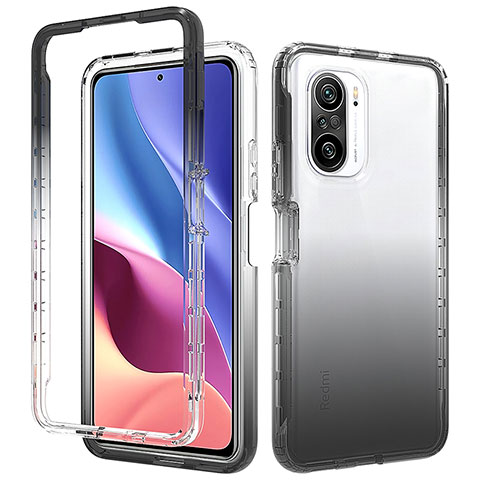 Coque Ultra Fine Transparente Souple Housse Etui 360 Degres Avant et Arriere Degrade pour Xiaomi Redmi K40 5G Gris Fonce