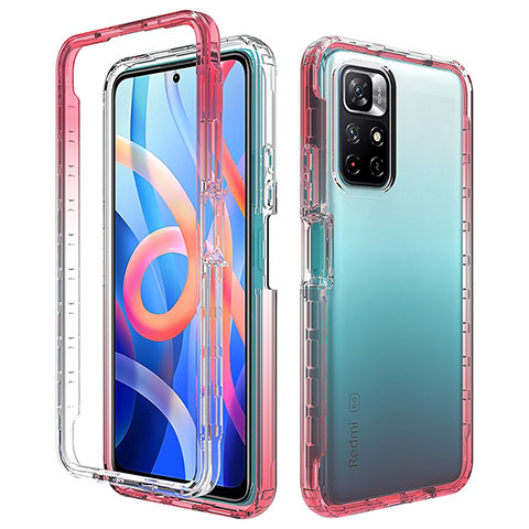 Coque Ultra Fine Transparente Souple Housse Etui 360 Degres Avant et Arriere Degrade pour Xiaomi Redmi Note 11 5G Rouge