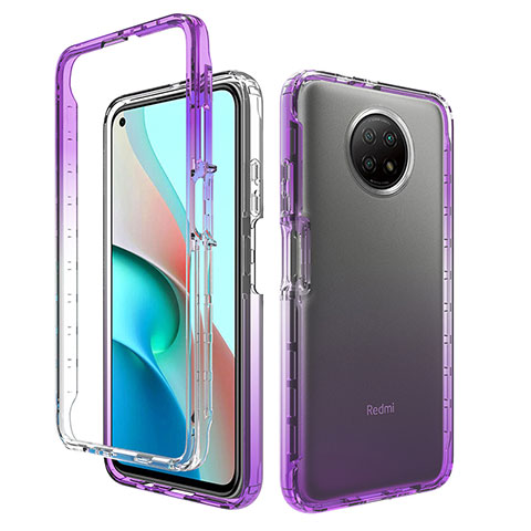 Coque Ultra Fine Transparente Souple Housse Etui 360 Degres Avant et Arriere Degrade pour Xiaomi Redmi Note 9 5G Violet