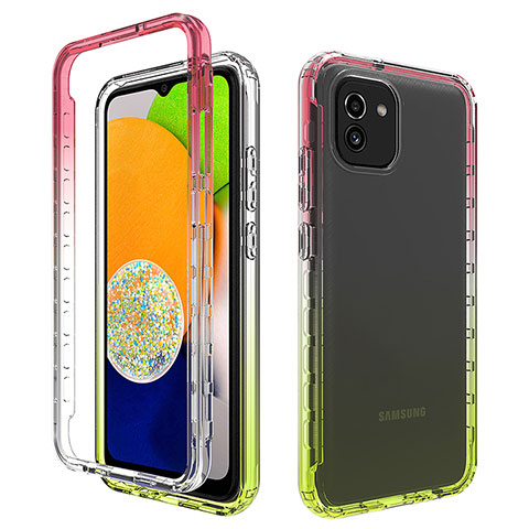 Coque Ultra Fine Transparente Souple Housse Etui 360 Degres Avant et Arriere Degrade ZJ1 pour Samsung Galaxy A03 Colorful