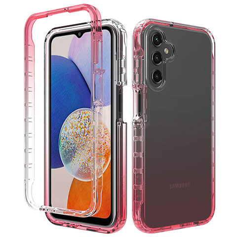 Coque Ultra Fine Transparente Souple Housse Etui 360 Degres Avant et Arriere Degrade ZJ1 pour Samsung Galaxy A05s Rouge