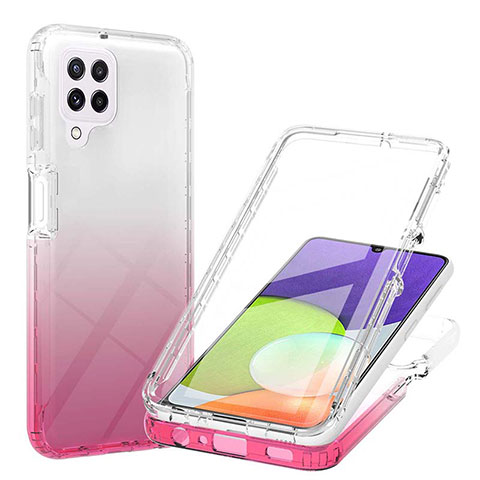 Coque Ultra Fine Transparente Souple Housse Etui 360 Degres Avant et Arriere Degrade ZJ1 pour Samsung Galaxy A22 4G Rose