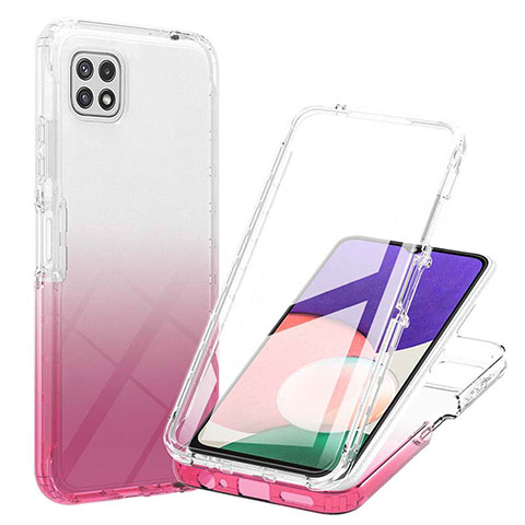 Coque Ultra Fine Transparente Souple Housse Etui 360 Degres Avant et Arriere Degrade ZJ1 pour Samsung Galaxy A22 5G Rose