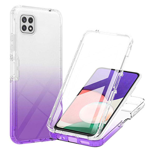 Coque Ultra Fine Transparente Souple Housse Etui 360 Degres Avant et Arriere Degrade ZJ1 pour Samsung Galaxy A22 5G Violet