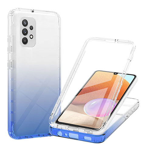 Coque Ultra Fine Transparente Souple Housse Etui 360 Degres Avant et Arriere Degrade ZJ1 pour Samsung Galaxy A32 5G Bleu