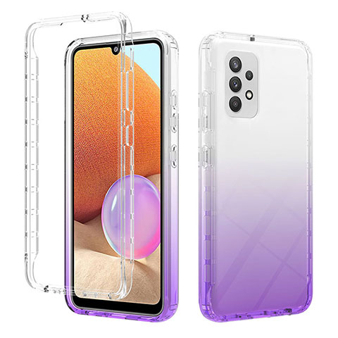 Coque Ultra Fine Transparente Souple Housse Etui 360 Degres Avant et Arriere Degrade ZJ2 pour Samsung Galaxy A32 5G Violet