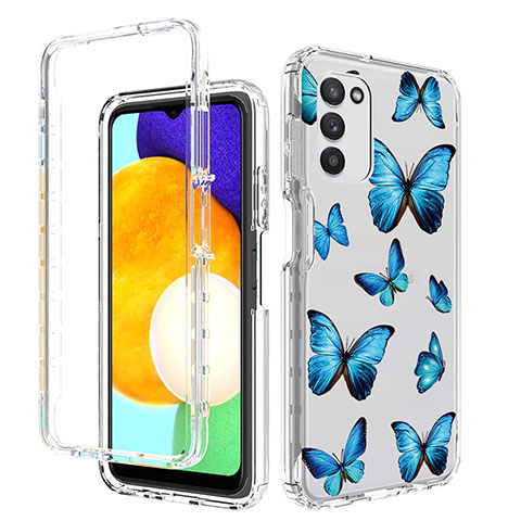 Coque Ultra Fine Transparente Souple Housse Etui 360 Degres Avant et Arriere JX3 pour Samsung Galaxy M02s Bleu