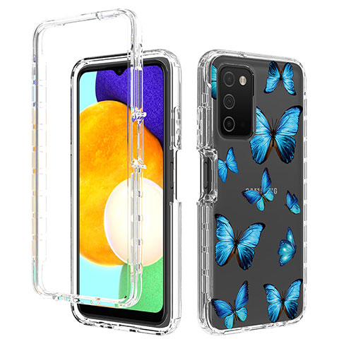 Coque Ultra Fine Transparente Souple Housse Etui 360 Degres Avant et Arriere JX4 pour Samsung Galaxy A03s Bleu