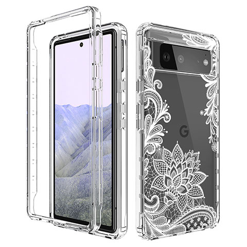 Coque Ultra Fine Transparente Souple Housse Etui 360 Degres Avant et Arriere pour Google Pixel 6 Pro 5G Blanc