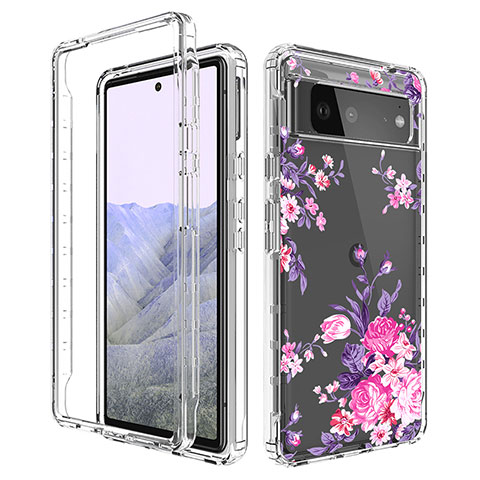 Coque Ultra Fine Transparente Souple Housse Etui 360 Degres Avant et Arriere pour Google Pixel 6 Pro 5G Rose