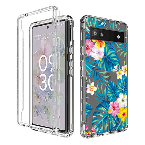 Coque Ultra Fine Transparente Souple Housse Etui 360 Degres Avant et Arriere pour Google Pixel 6a 5G Bleu Ciel