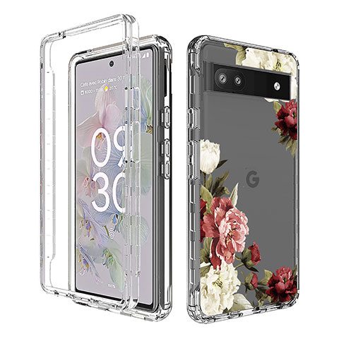 Coque Ultra Fine Transparente Souple Housse Etui 360 Degres Avant et Arriere pour Google Pixel 6a 5G Marron