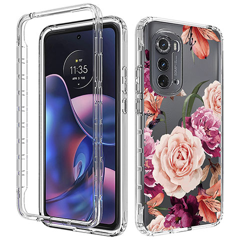 Coque Ultra Fine Transparente Souple Housse Etui 360 Degres Avant et Arriere pour Motorola Moto Edge (2022) 5G Rose Rouge