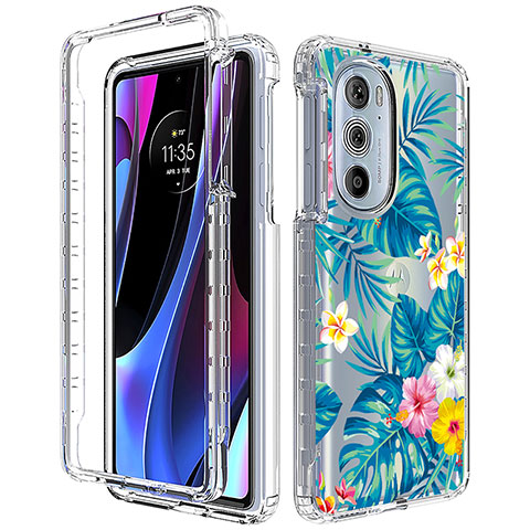 Coque Ultra Fine Transparente Souple Housse Etui 360 Degres Avant et Arriere pour Motorola Moto Edge 30 Pro 5G Cyan