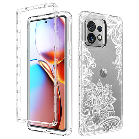 Coque Ultra Fine Transparente Souple Housse Etui 360 Degres Avant et Arriere pour Motorola Moto Edge 40 Pro 5G Blanc