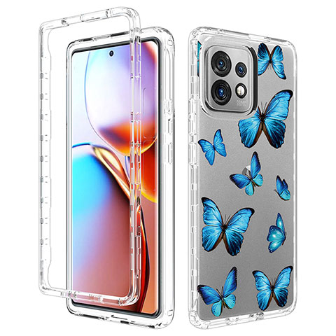 Coque Ultra Fine Transparente Souple Housse Etui 360 Degres Avant et Arriere pour Motorola Moto Edge 40 Pro 5G Bleu