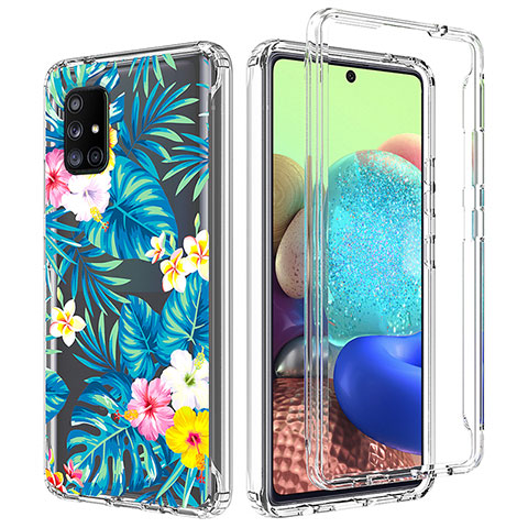 Coque Ultra Fine Transparente Souple Housse Etui 360 Degres Avant et Arriere pour Samsung Galaxy A71 4G A715 Bleu Ciel