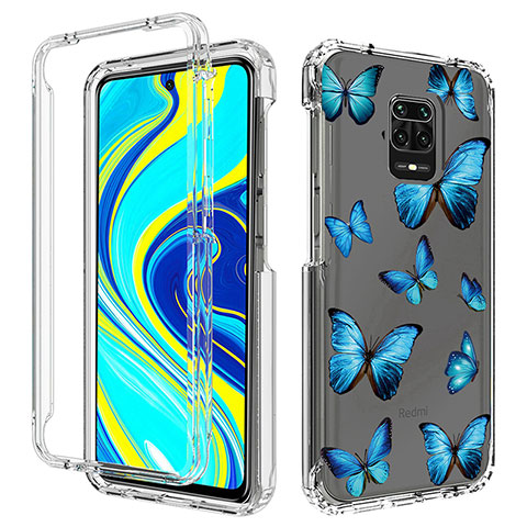 Coque Ultra Fine Transparente Souple Housse Etui 360 Degres Avant et Arriere pour Xiaomi Redmi Note 9 Pro Bleu