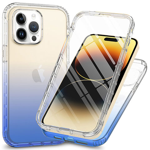 Coque Ultra Fine Transparente Souple Housse Etui 360 Degres Avant et Arriere ZJ1 pour Apple iPhone 13 Pro Max Bleu