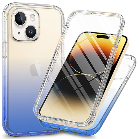 Coque Ultra Fine Transparente Souple Housse Etui 360 Degres Avant et Arriere ZJ1 pour Apple iPhone 14 Plus Bleu