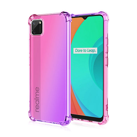 Coque Ultra Fine Transparente Souple Housse Etui Degrade G01 pour Realme C11 Rose